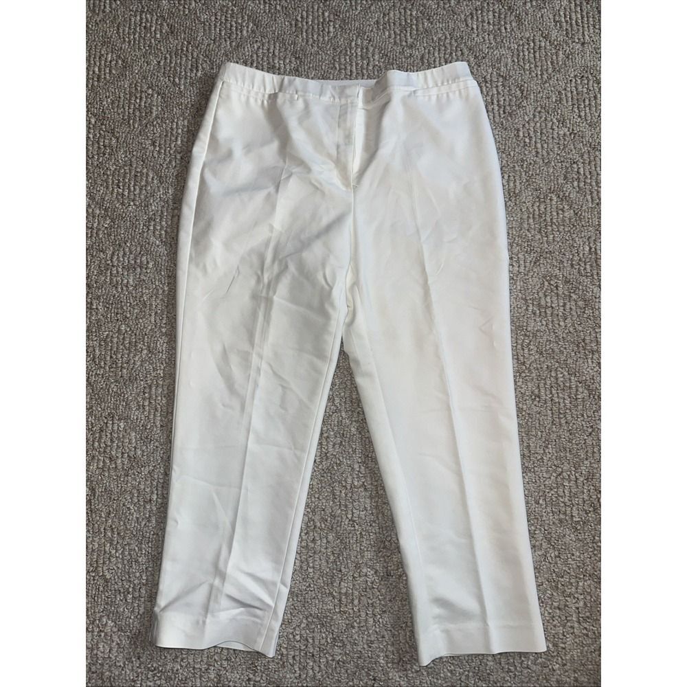 Womens‎ Ruby Rd. Cropped Pants Size 14 White Cotton Poly Stretch Hook Zip EUC